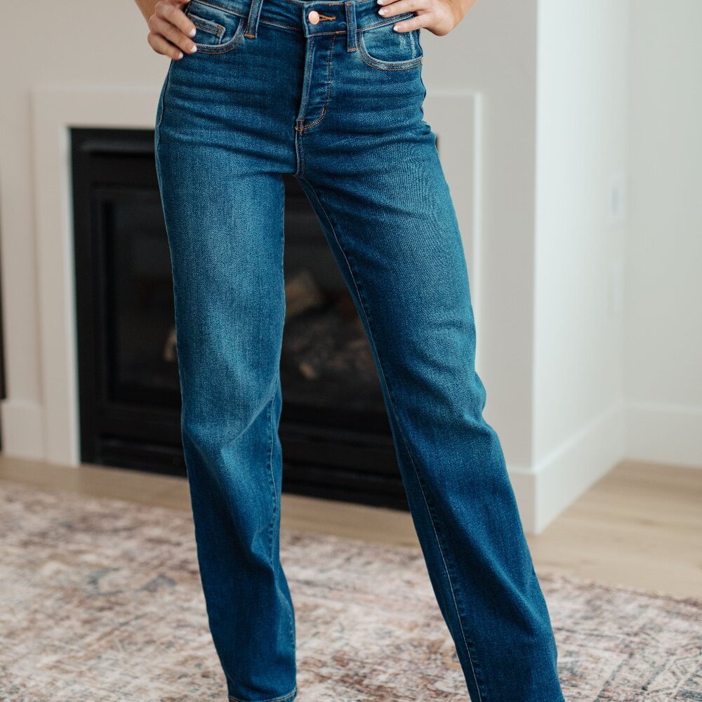 NWT Judy Blue High Rise Button Fly Straight Jeans - 0/24